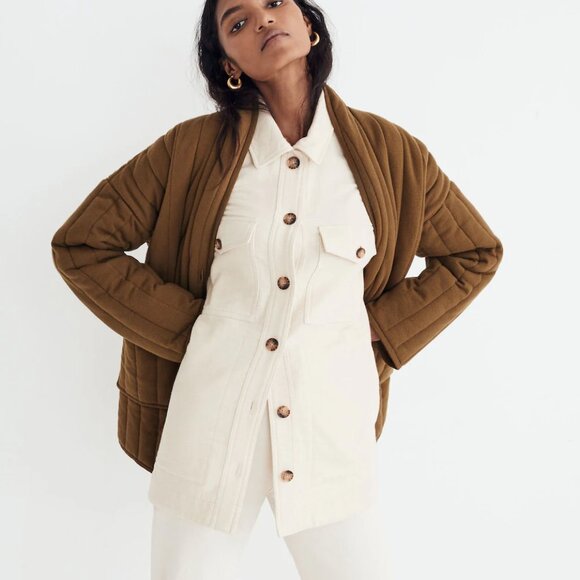 Madewell Waffleback Branner Shirt-Jacket | Faded Seagrass White | Size 2X - Picture 10 of 10